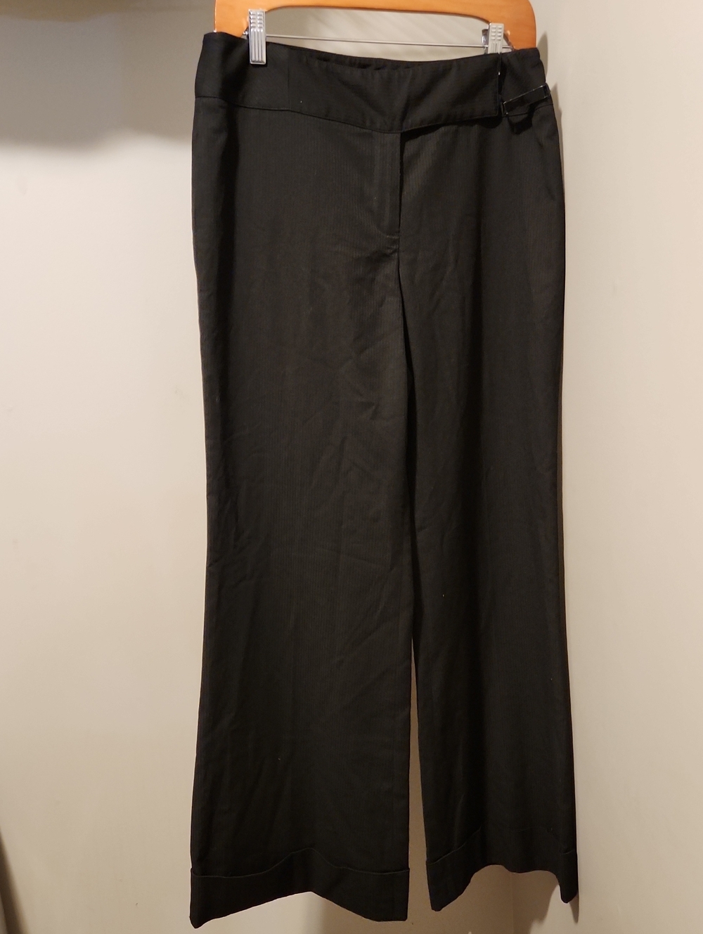 Nine West Black Wide-Leg Pants with Side Buckle Detail